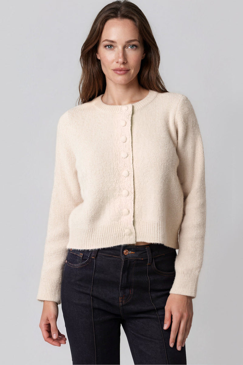 Beige Cropped Soft Knit Cardigan-1
