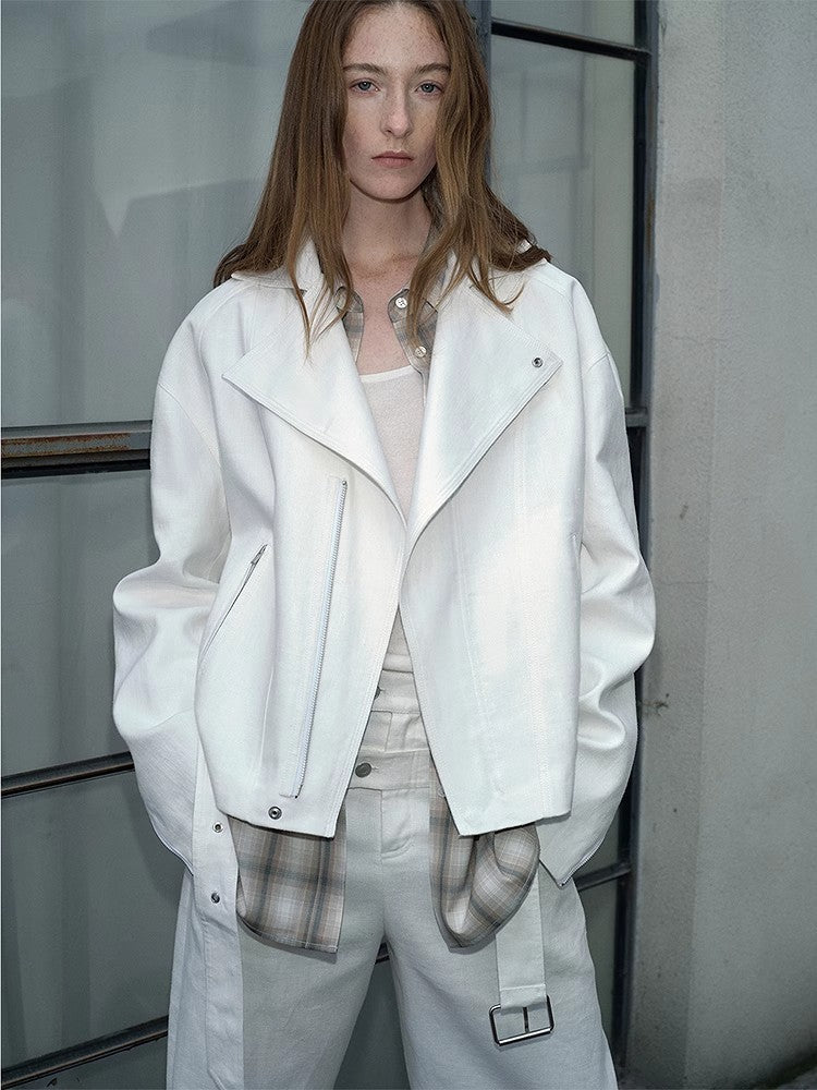 "Modern Past" practical personality linen draped trapezoidal jacket-0