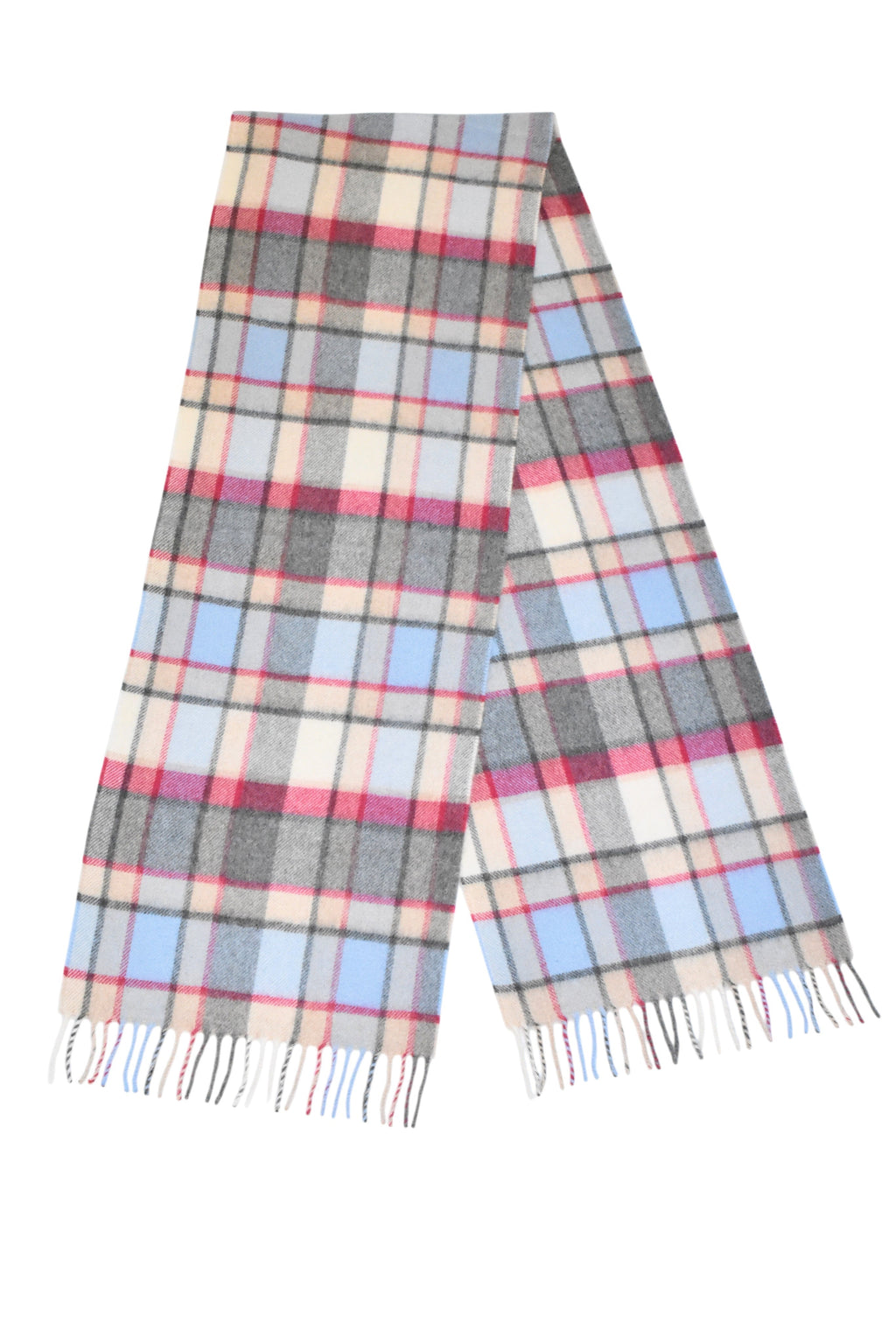 Classic Plaid Pink, Blue & Grey Brushed Cashmere Scarf-3
