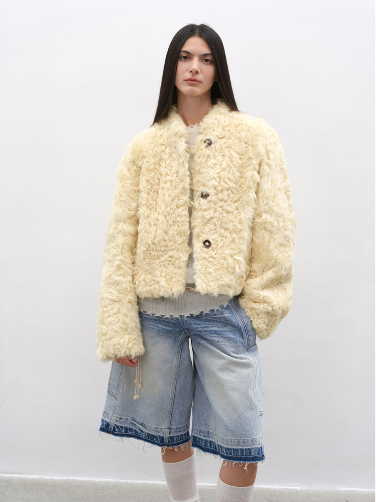 Little Bear's Thoughts New Zealand imported sheepskin coat-3