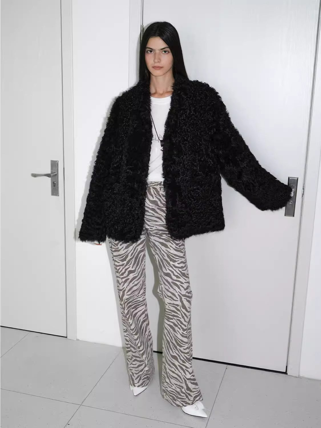 My Little Curly Imported Tuscan Black Sheepskin Jacket-0