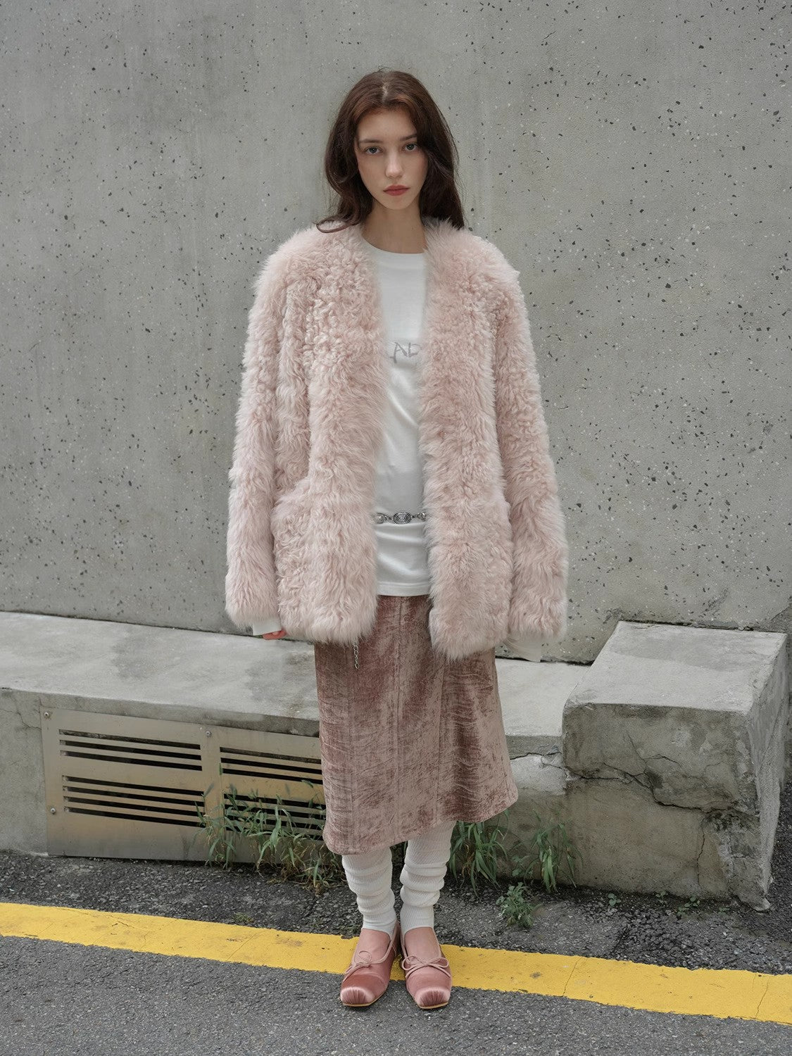Castle Dusk Fashionable Casual V-neck Italian Tuscan Sheepskin Coat-0