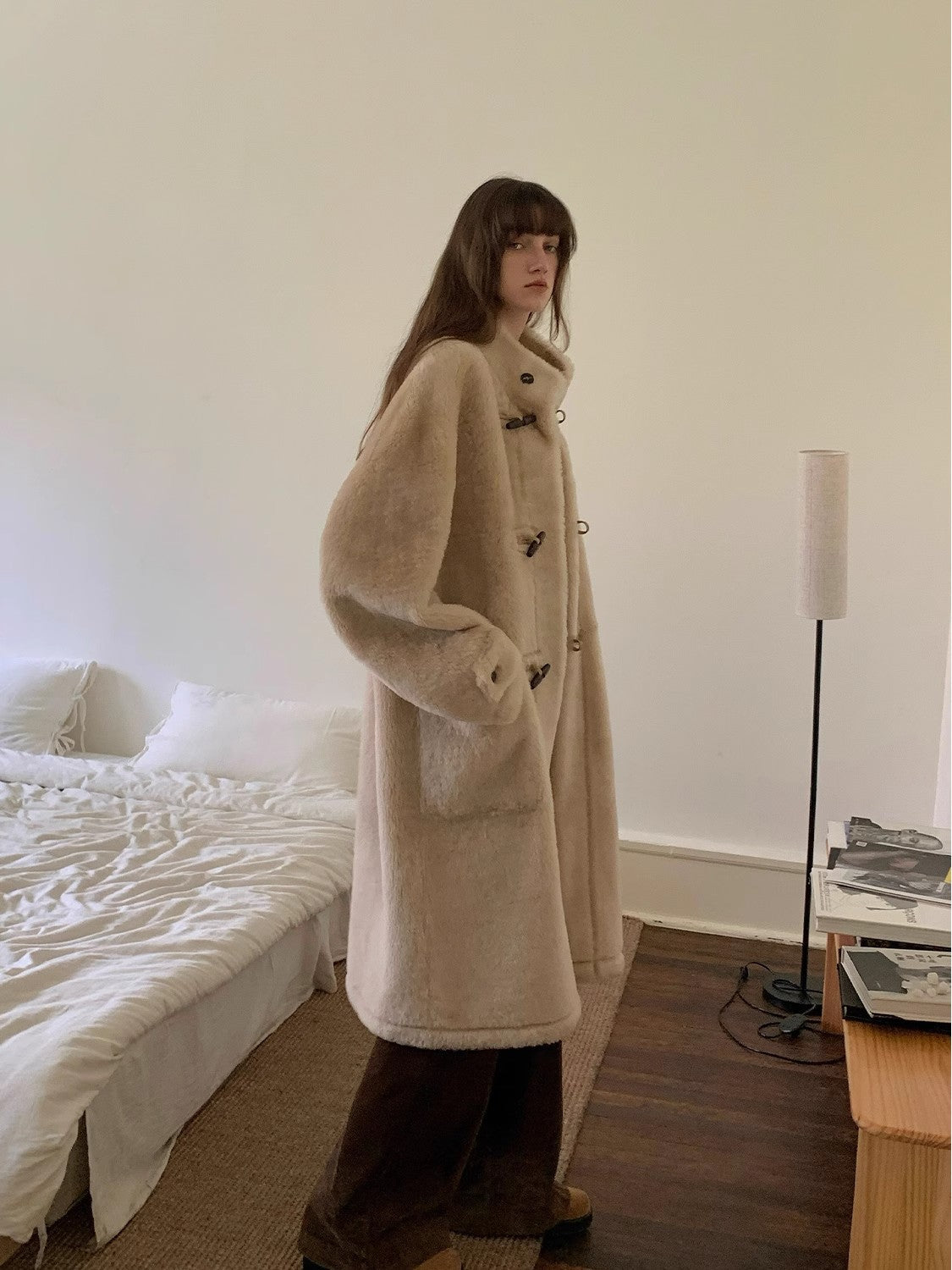 Dreamer Stand Collar Casual Imported Merino Long Sheepskin Jacket-1
