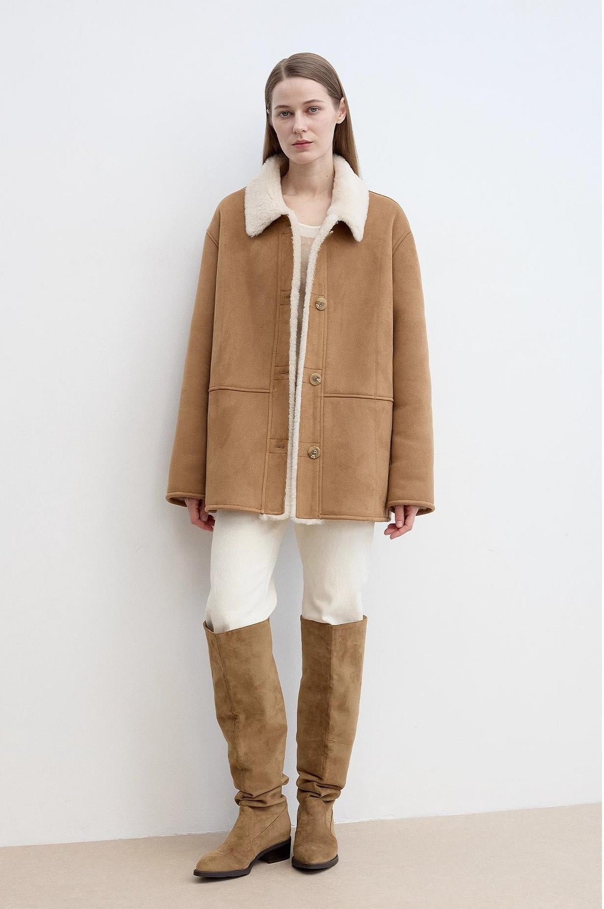 Vintage Manor high quality wool contrast lapel reversible  Shearling jacket-1