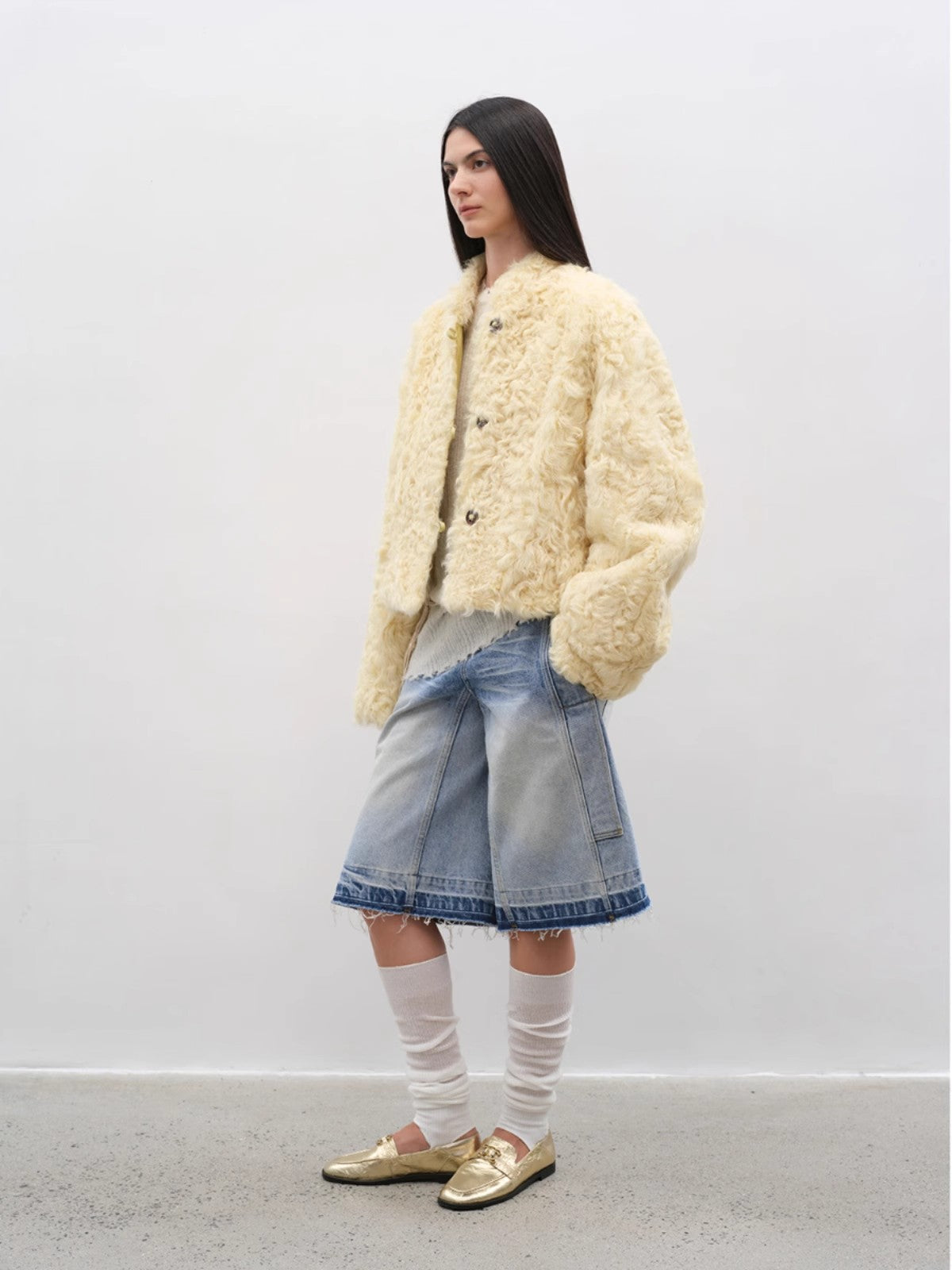 Little Bear's Thoughts New Zealand imported sheepskin coat-4