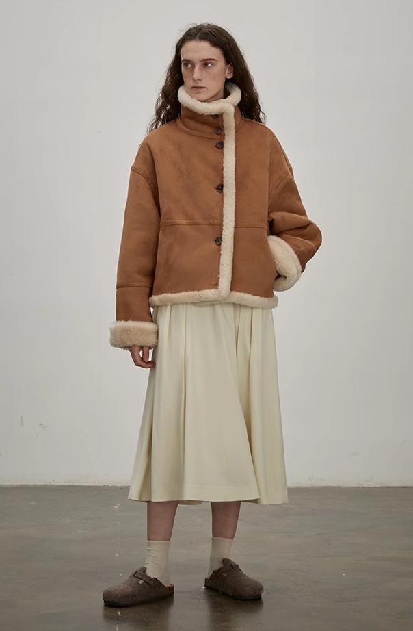 "Makino Traveler" Motorcycle  Reversible Wool And Artificial Compound Suede Shearling  jacket-0