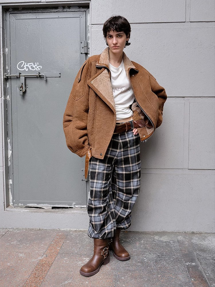 "Jazz Party" motorcycle jacket merino fur short fur coat-2