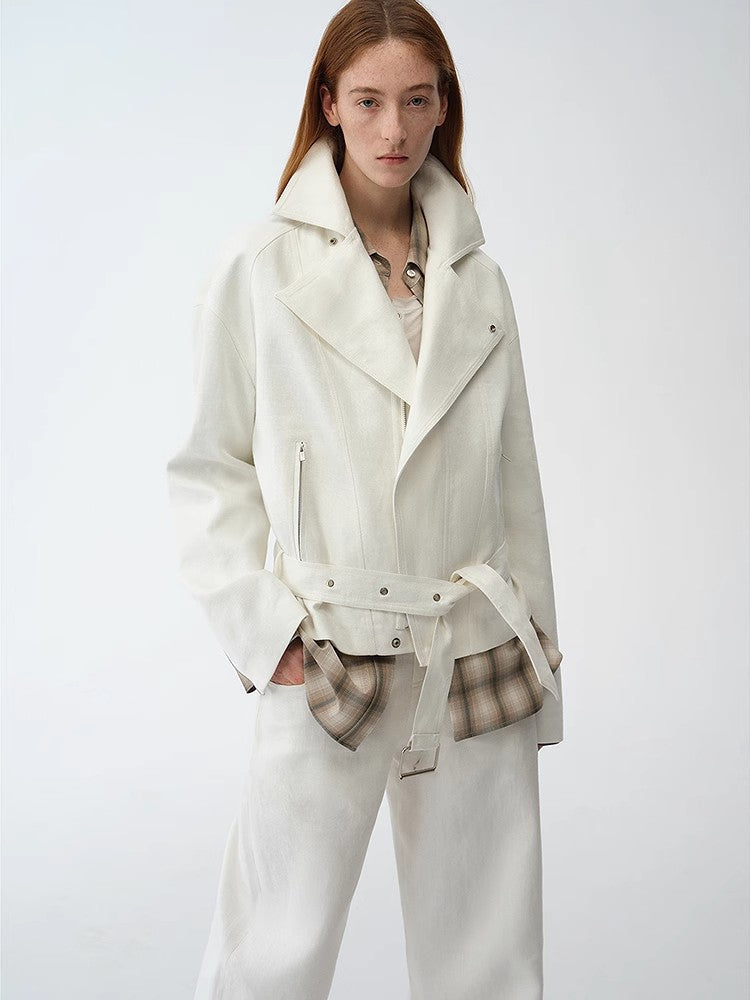 "Modern Past" practical personality linen draped trapezoidal jacket-4