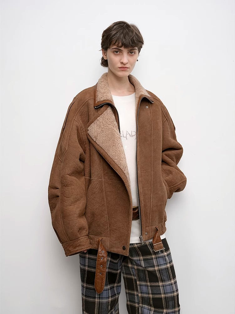 "Jazz Party" motorcycle jacket merino fur short fur coat-1