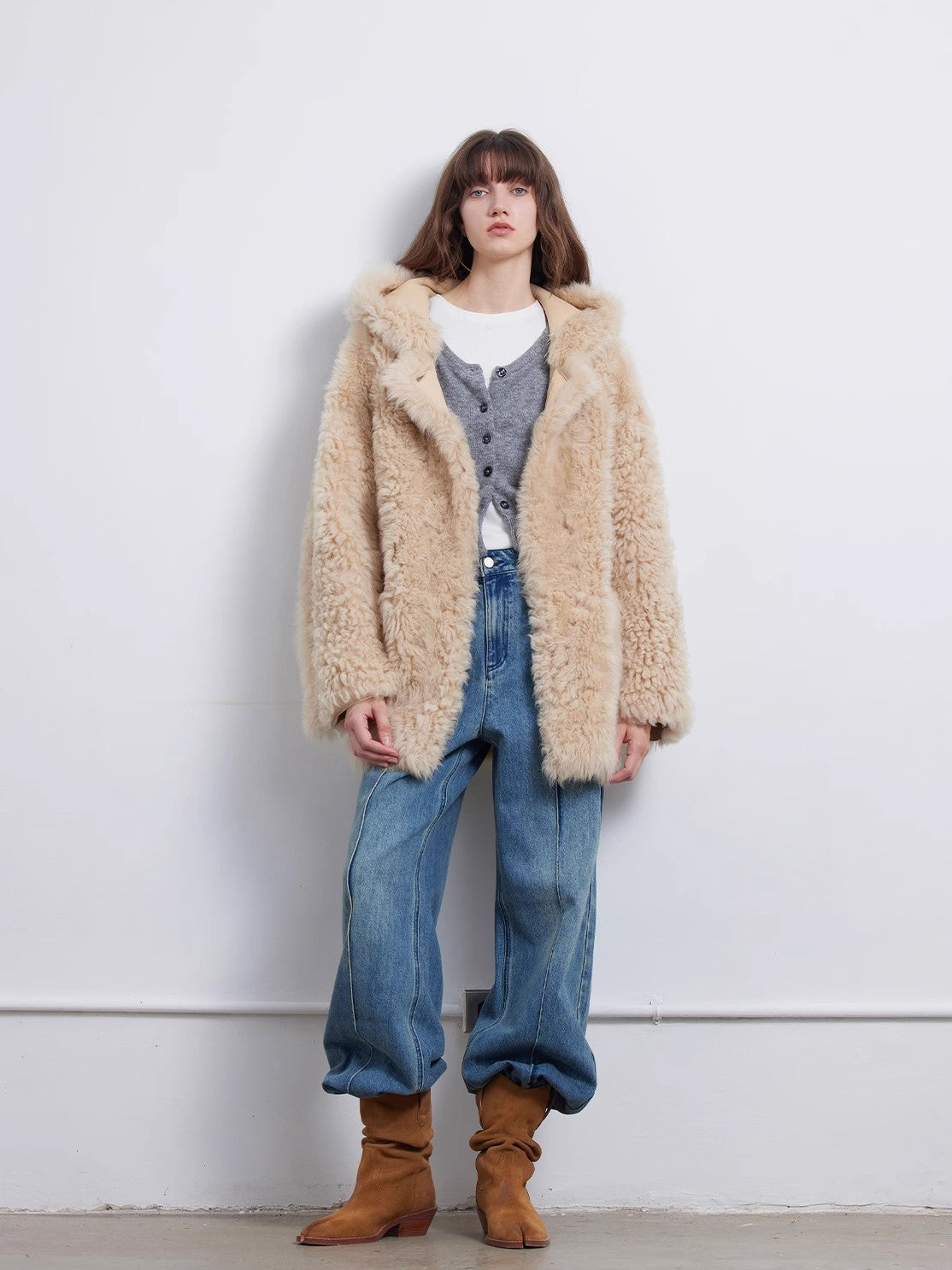 Clouds of smoke become rain Imported Tuscan hooded sheepskin-1