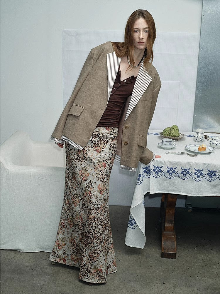 "London Diary"old money style contrasting lapel wool blazer-2