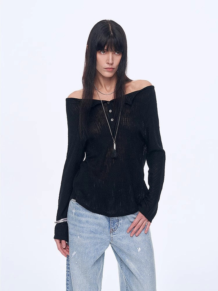 "Fashion Law" Casual One-shoulder Raglan Sleeve T-shirt Top-0