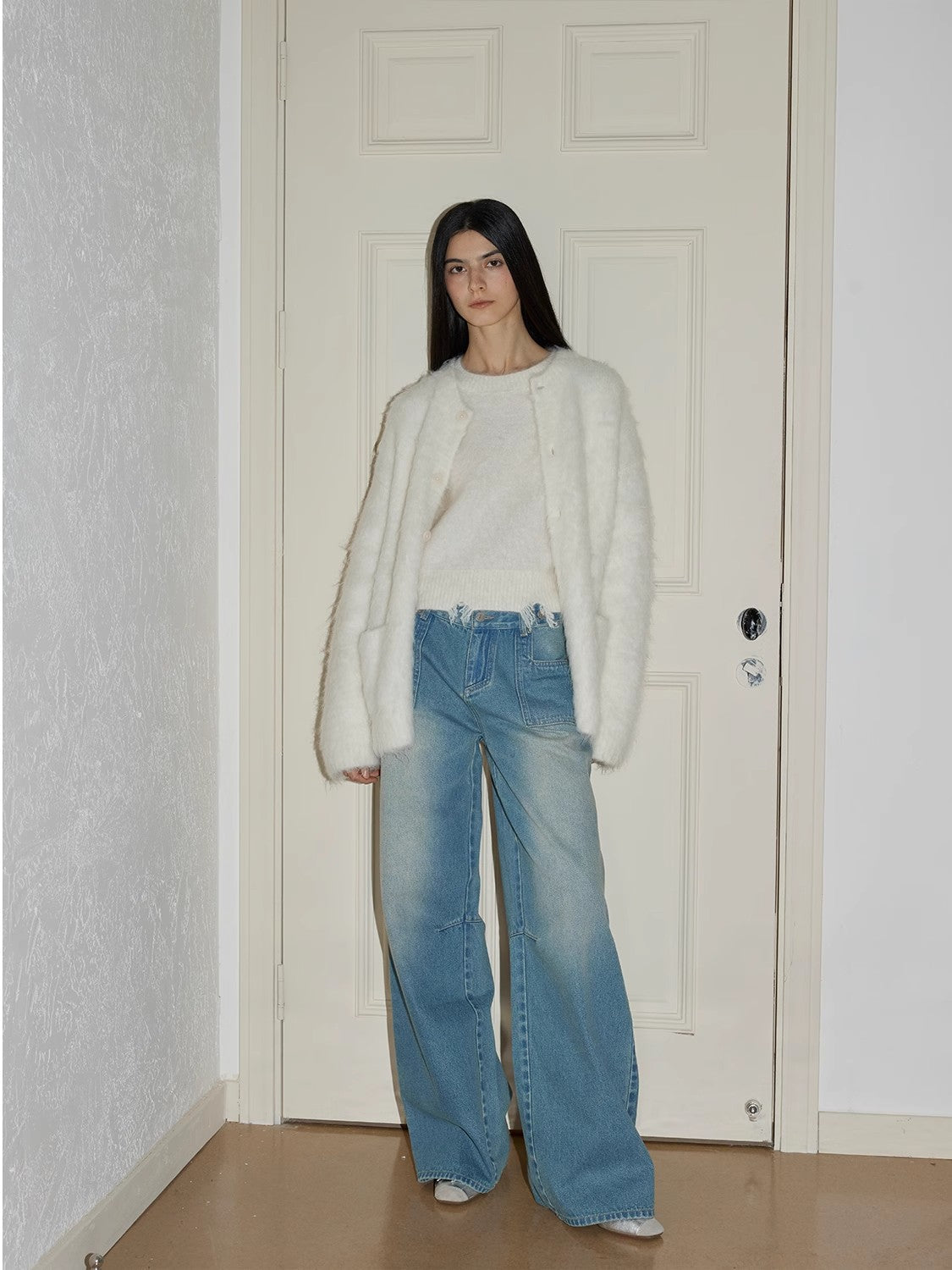 Cube Street Vintage Washed Cotton Low Rise Straight Jeans-0