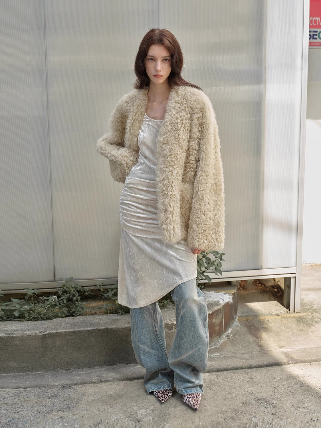 Castle Dusk Fashionable Casual V-neck Italian Tuscan Sheepskin Coat-1