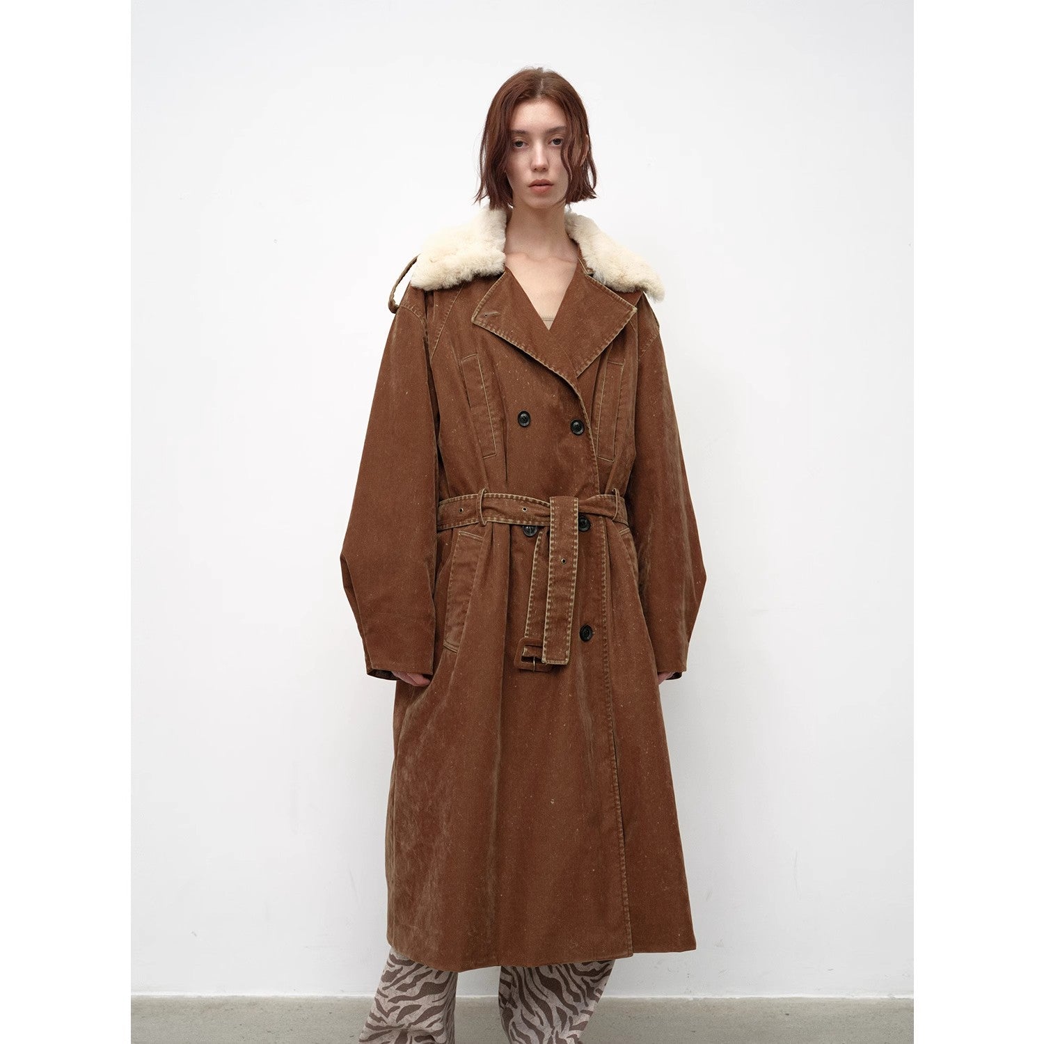 "Windbreaker and Winter" Detachable Wool Lapel Long Windbreaker Parka White Goose Down Down Jacket Winter-1