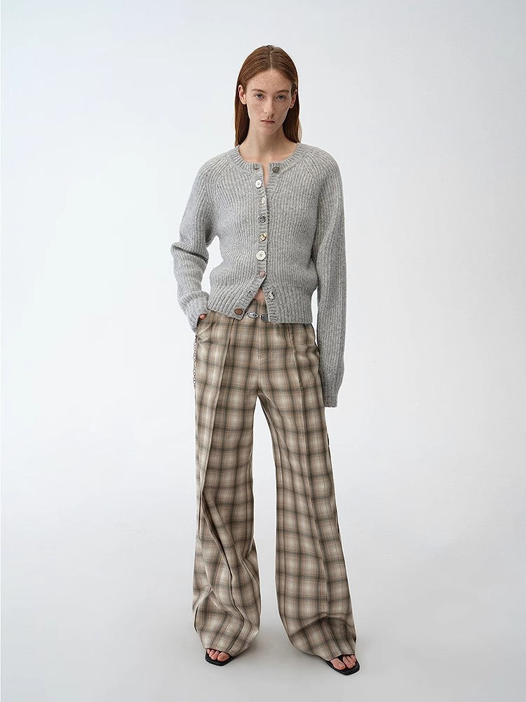 "Hokkaido Weaving Love" wool blend crew neck cardigan top-0