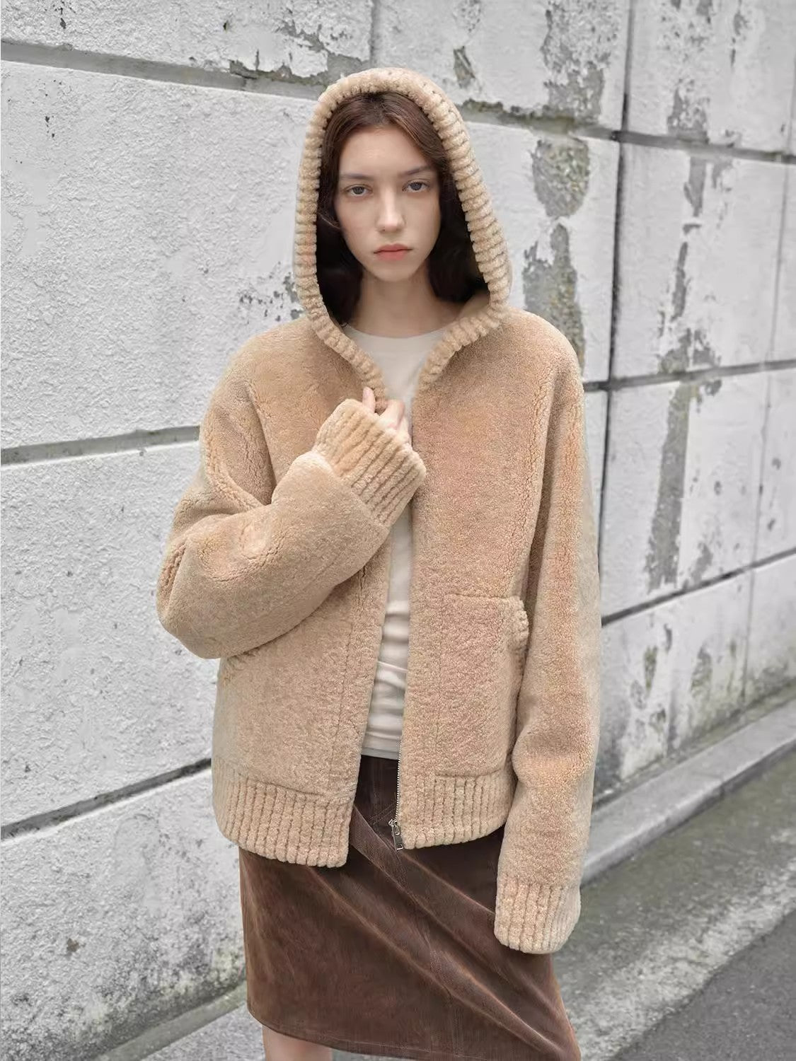 Bad boy hooded merino sheepskin jacket-0