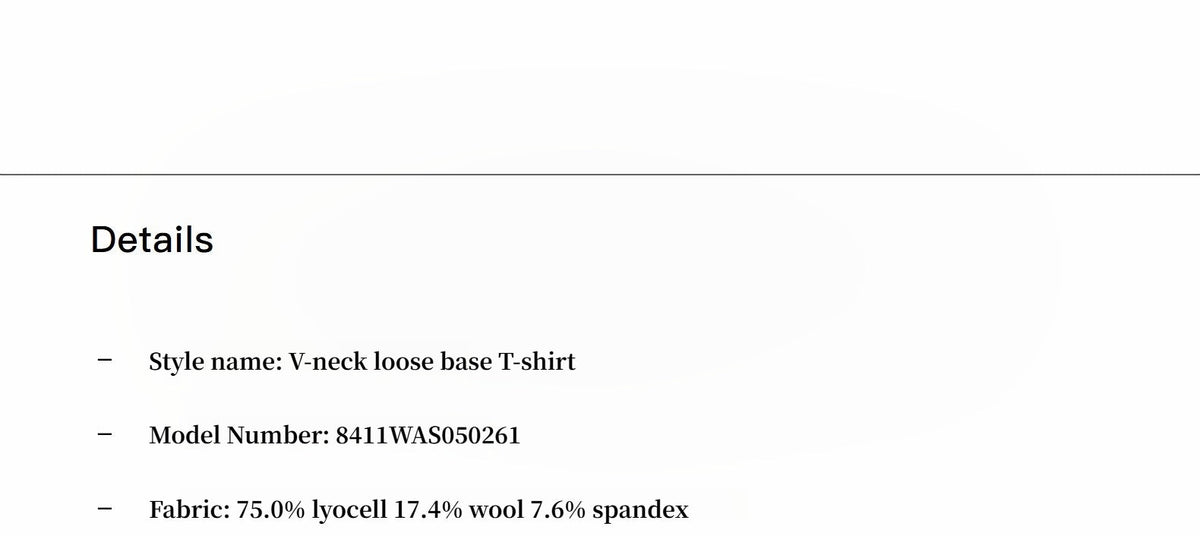 Machine washable Tencel wool V-neck two-wear elastic hem T-shirt bottoming shirt-3