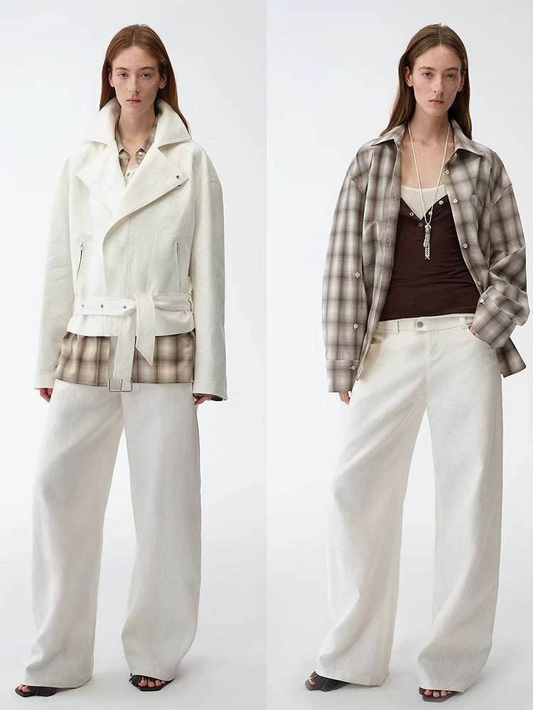 "Weiss Love Letter" Old Money Style Linen Cut Scimitar Pants-2