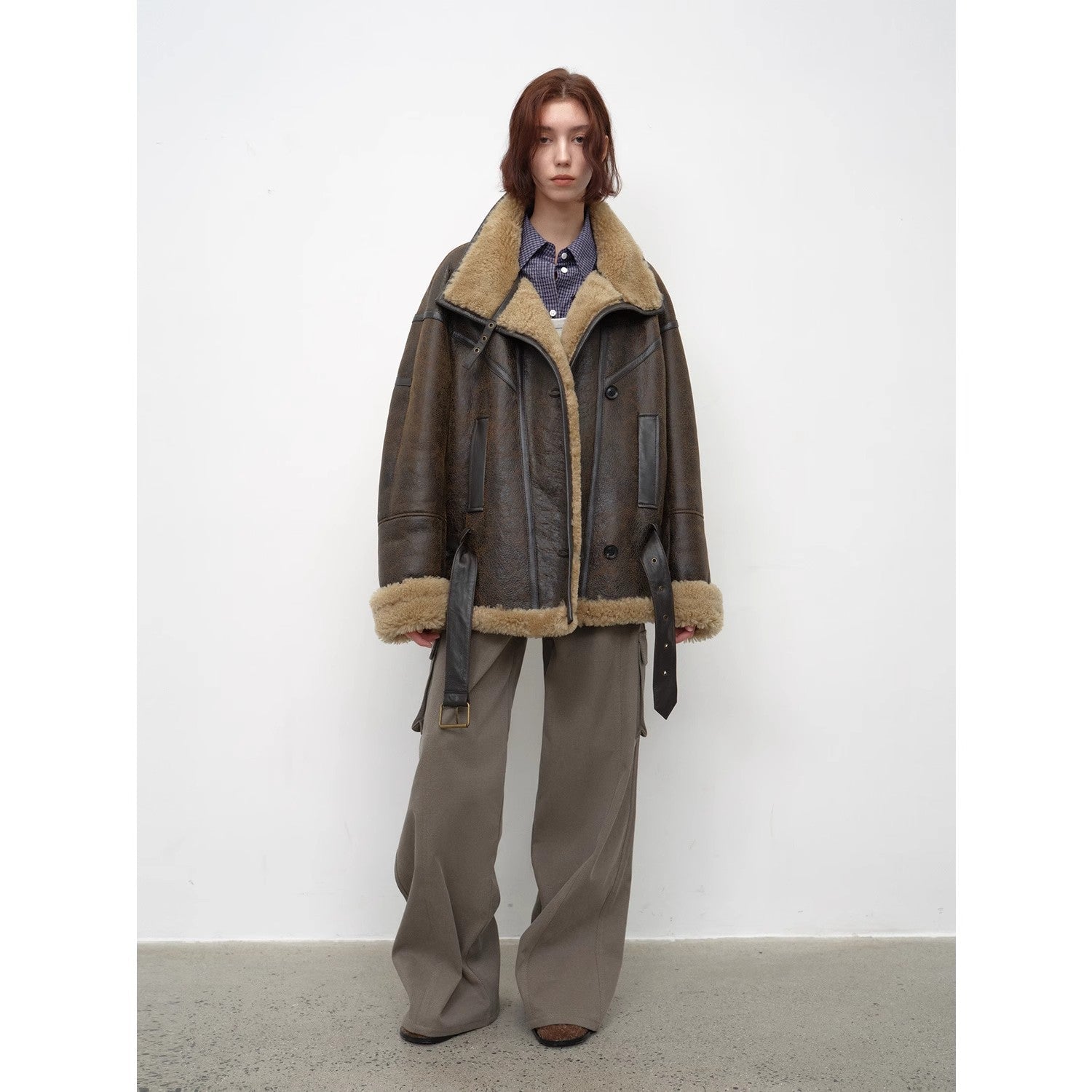 "London Street"Motorcycle Style Lapel Imported Merino Fur One-piece Fur Jacket Winter-1