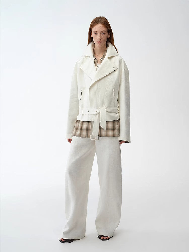 "Modern Past" practical personality linen draped trapezoidal jacket-2