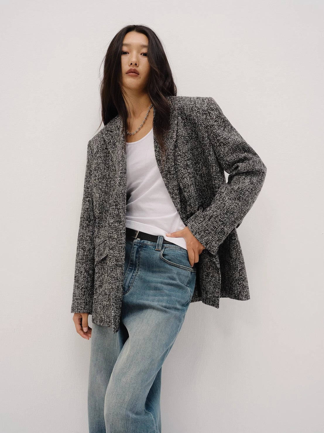 "Long Night Meteor" Limited Edition Italian Imported Yarn Fashionable Chanel Style Tweed Suit Jacket-1