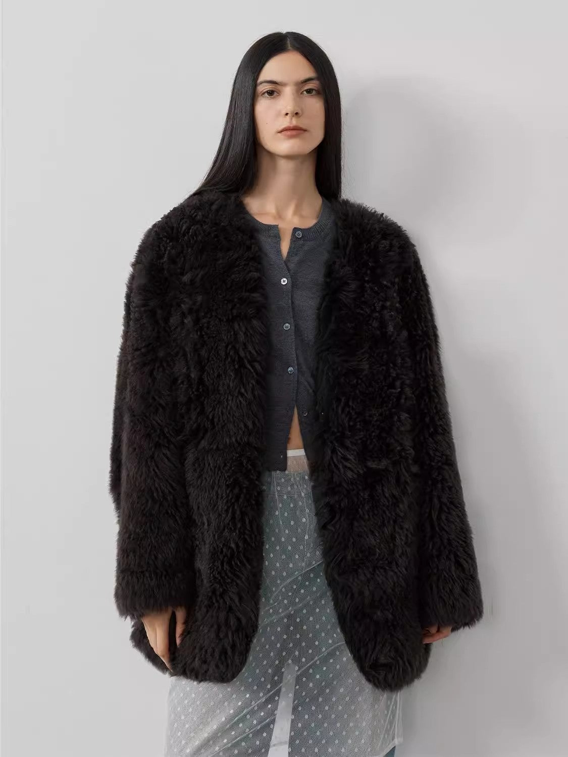 Peach Oolong Tuscan Sheepskin Coat Winter-4