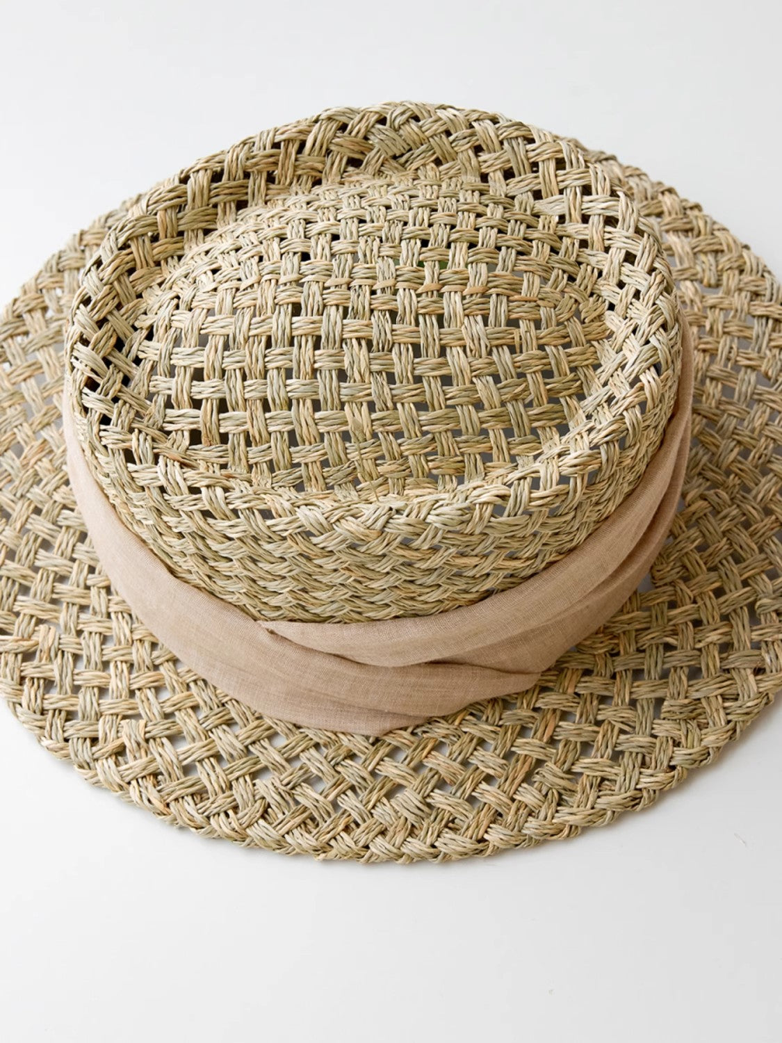 "Casual Beach Hat" French retro all-match salty grass woven concave top sun hat for summer-4