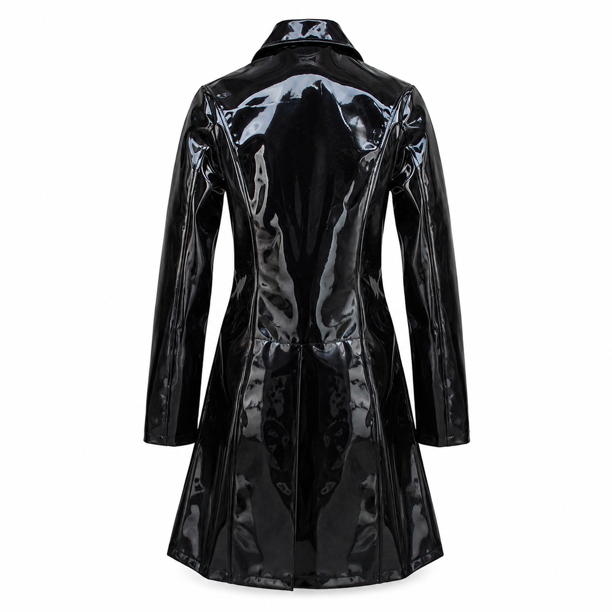 Women’s Vinyl PVC Double-Breasted Military Coat-2