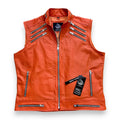 Men’s Orange Leather Motorcycle Vest-0