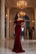 The Windsor Velvet Evening Gown – Ruby Red-0