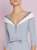 The contrast beaded formal mum dress-2
