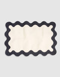 Linen Table Placemat Set with Embroidered Scalloped Edges-0