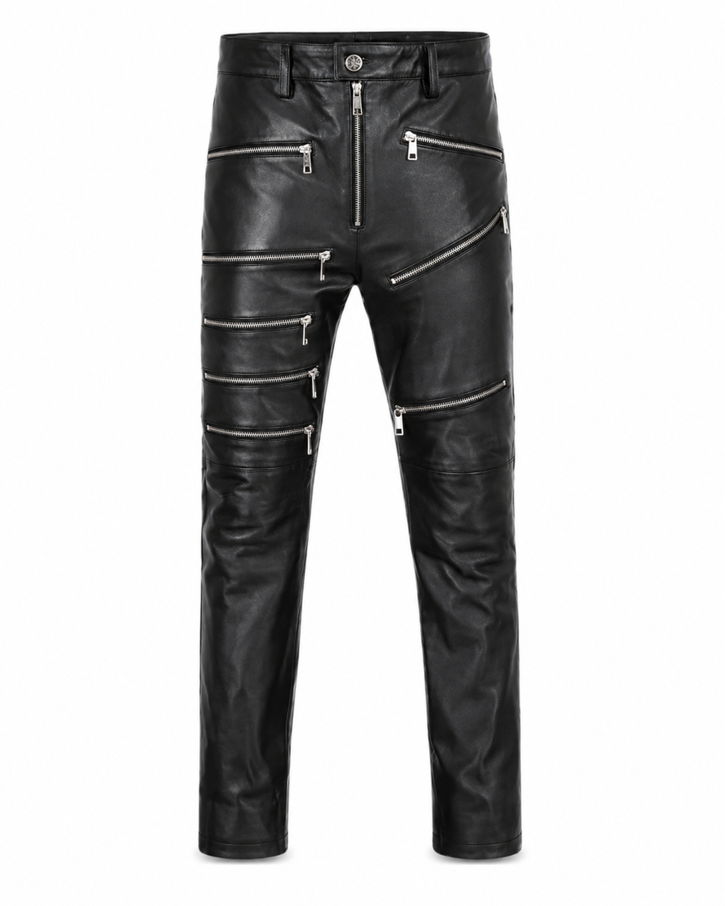 Real Leather Sheepskin Pants Black-0