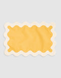 Linen Table Placemat Set with Embroidered Scalloped Edges-0