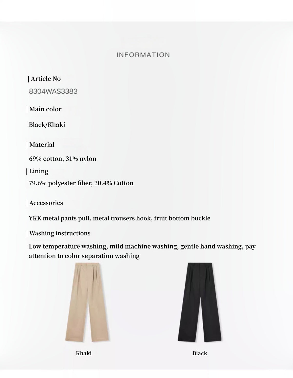 Spliced double-pleat wide-leg trousers straight-leg trousers for women-3