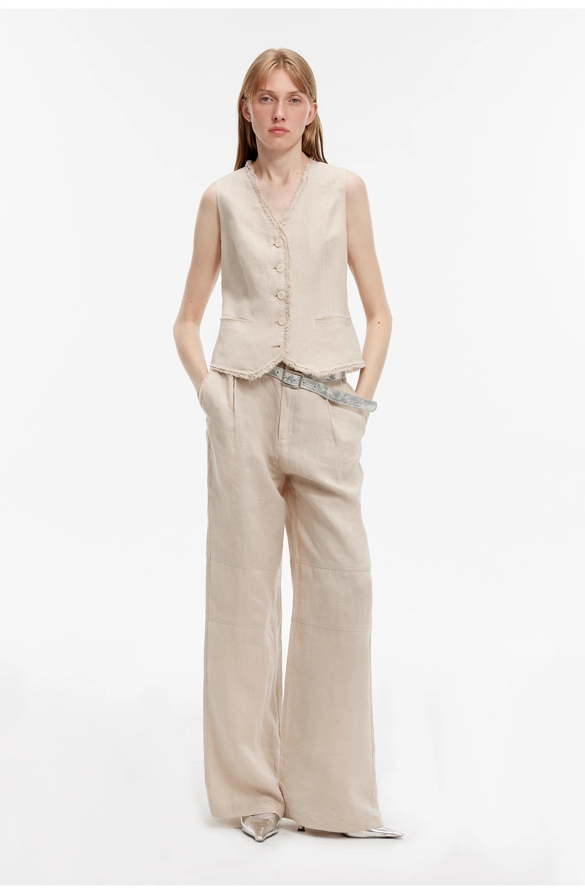 "Diary of an Old Friend" Customized Breathable Ramie Oversize Suit Vest Set-14