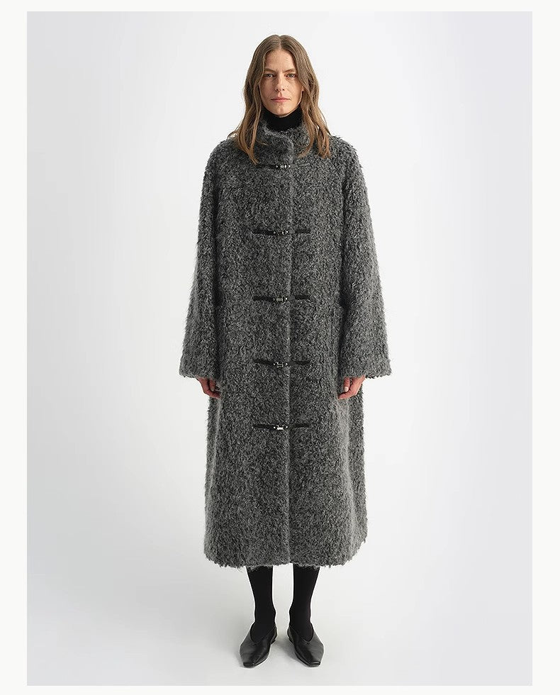 "Parisian Affair"Circle Long Fur Toggle Coat for Women-0