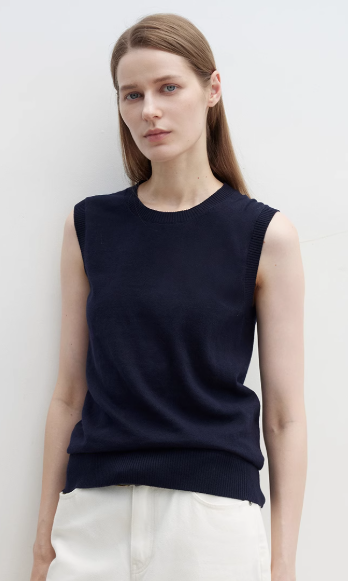 "Six Pence" round neck knitted sweater vest for women-0