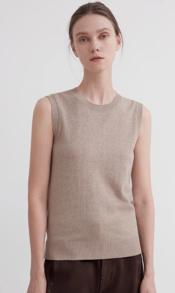 "Six Pence" round neck knitted sweater vest for women-1