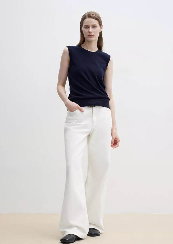 "Six Pence" round neck knitted sweater vest for women-2