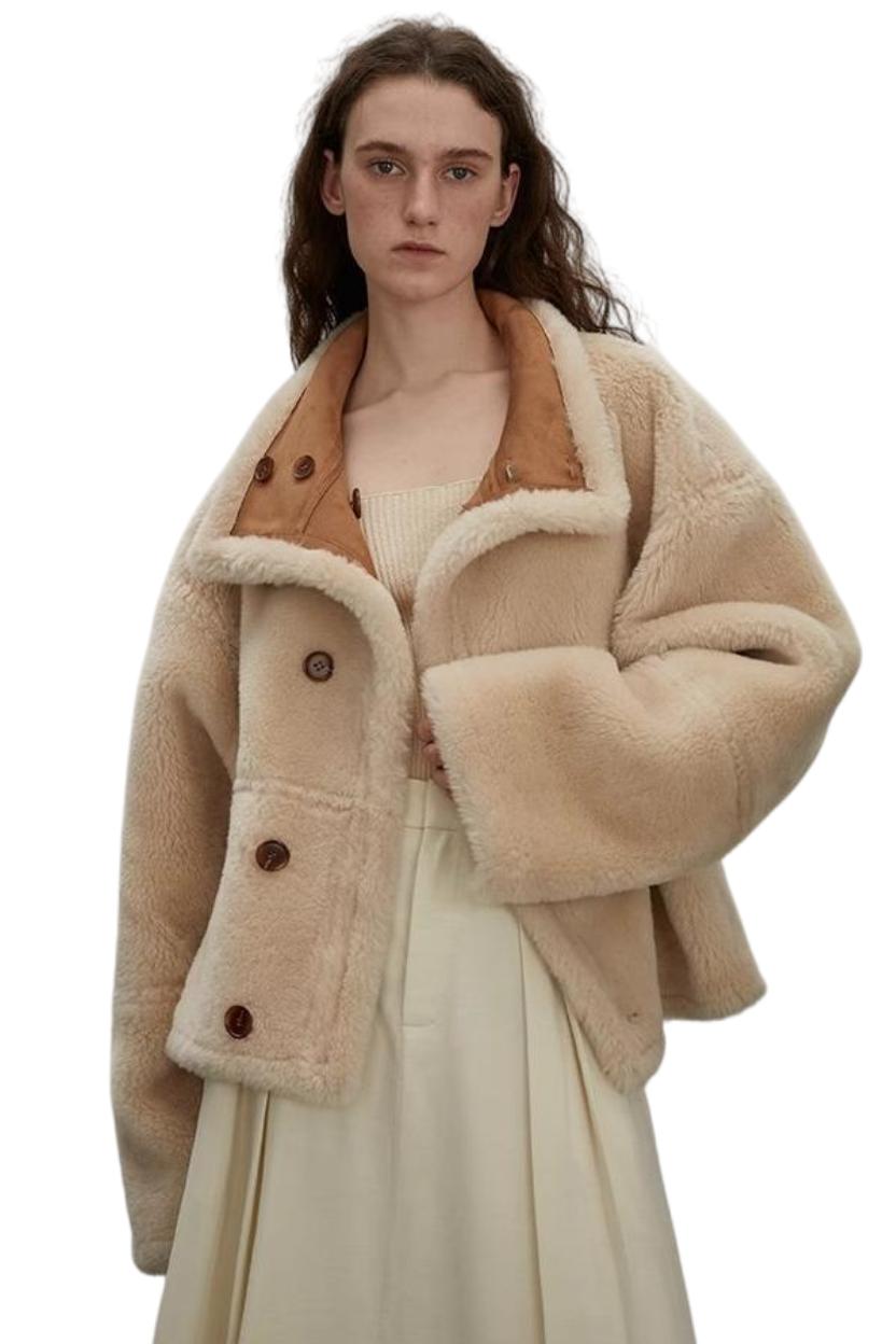 "Makino Traveler" Motorcycle  Reversible Wool And Artificial Compound Suede Shearling  jacket-4