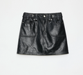 "Houston Street" New Zealand imported sheep leather vintage A-line short skirt-5