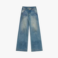 "Climber" leather-coated distressed straight low-rise cotton denim trousers for spring-5