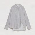 "Striped Fantasy" Casual Asymmetric Slanted Front Two-Wear Striped Long Sleeve Shirt-5