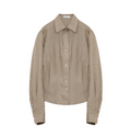"Berlin Afternoon Tea" Refreshing breathable twill linen deconstructed silhouette old money style waist shirt top-5
