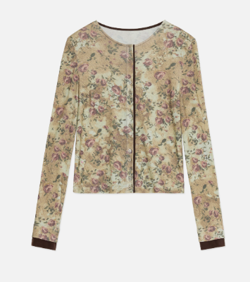 "Senna Flower House" original retro ethnic print Tencel Merino wool blend long-sleeved shirt-5
