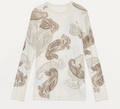 "Vintage Gene" Tencel wool original cashew print round neck slim long sleeve T-shirt top-5