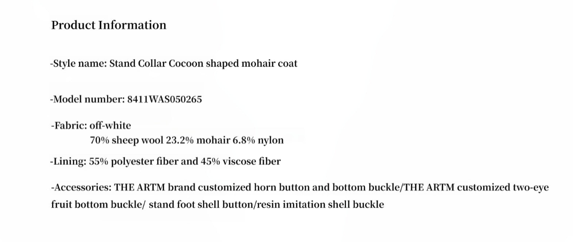 "Song of Snowland"Women's mohair wool stand collar coat autumn and winter loose woolen coat-3