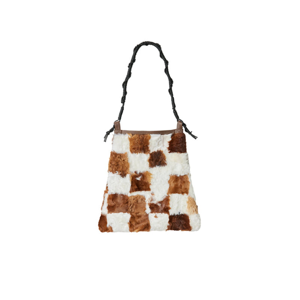 Retro fashionable versatile stitching contrasting checkerboard shoulder bag wool bag-4